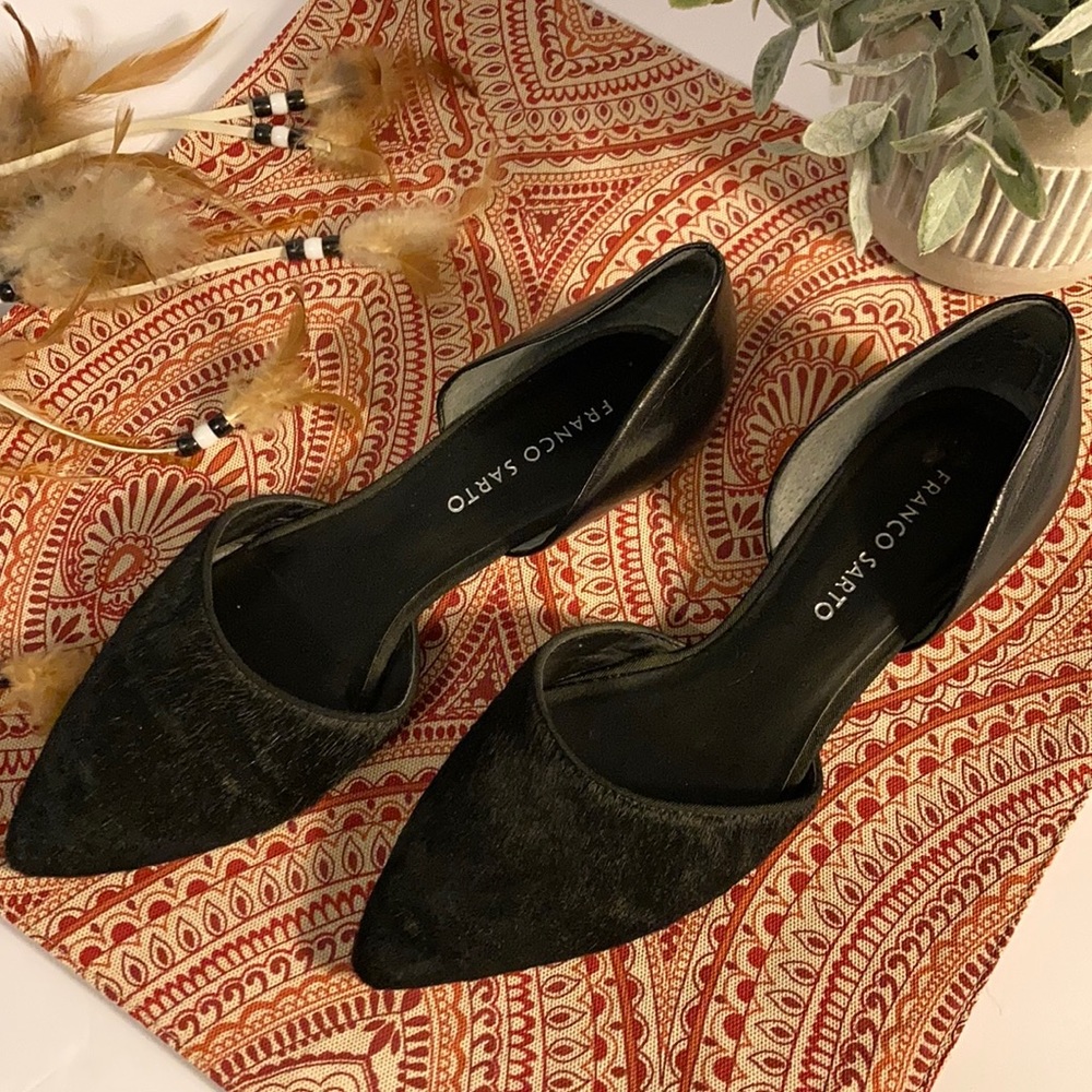 FRANCO SARTO calf hair Laser Cut D’Orsay flats